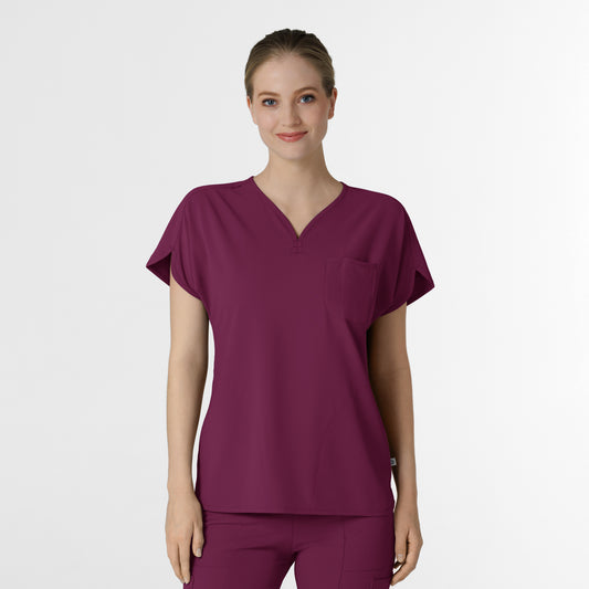 RENEW 6634 Dolman Scrub Top Wine Model Image Front | Wink