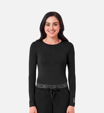 Knit 6709 Coolmax Long Sleeve Under Scrub Tee Black