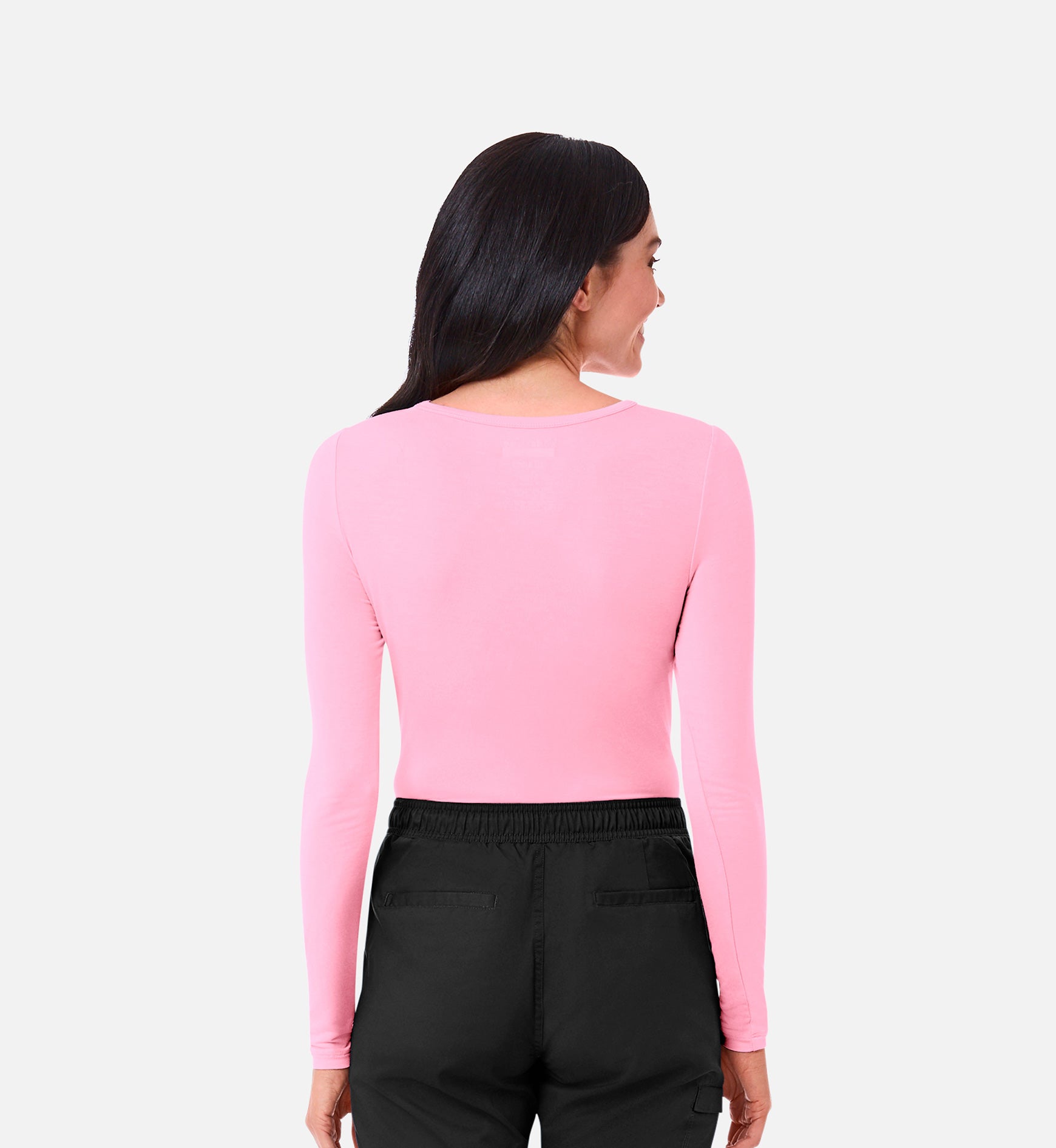 Knit 6709 Coolmax Long Sleeve Under Scrub Tee Blush Pink