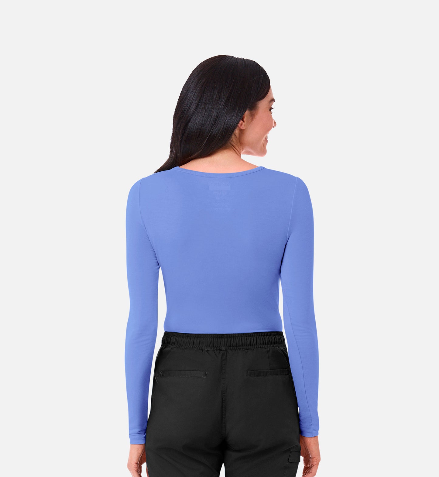 Knit 6709 Coolmax Long Sleeve Under Scrub Tee Ceil Blue