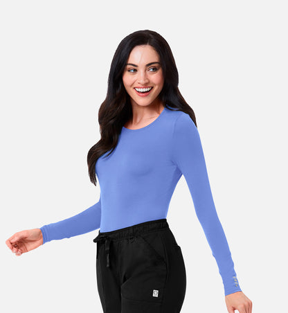 Knit 6709 Coolmax Long Sleeve Under Scrub Tee Ceil Blue