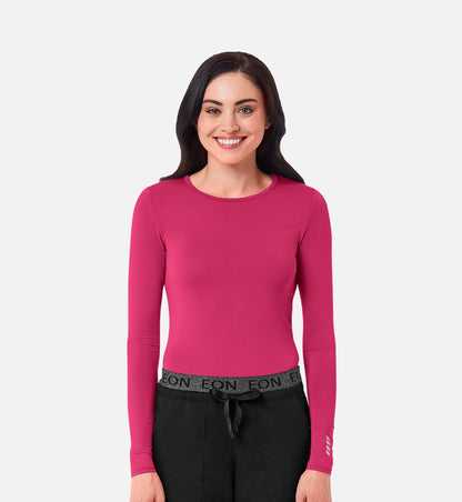 Knit 6709 Coolmax Long Sleeve Under Scrub Tee Hot Pink