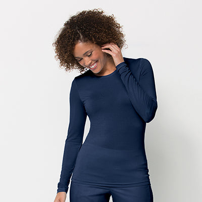 Knit 6709 COOLMAX Long Sleeve Under Scrub Tee Navy