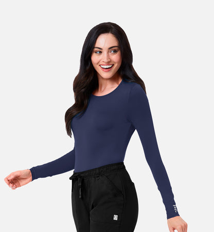 Knit 6709 Coolmax Long Sleeve Under Scrub Tee Navy