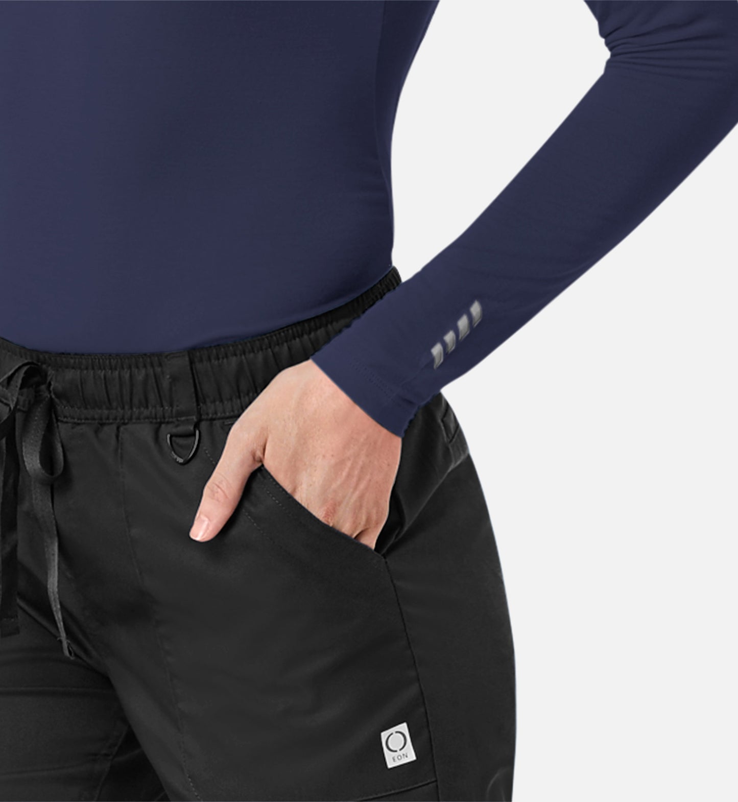 Knit 6709 Coolmax Long Sleeve Under Scrub Tee Navy