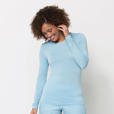 Knit 6709 COOLMAX Long Sleeve Under Scrub Tee Sky Blue