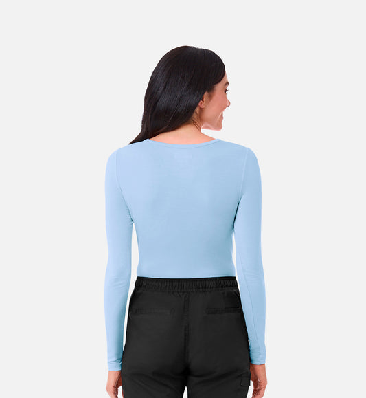 Knit 6709 Coolmax Long Sleeve Under Scrub Tee Sky Blue
