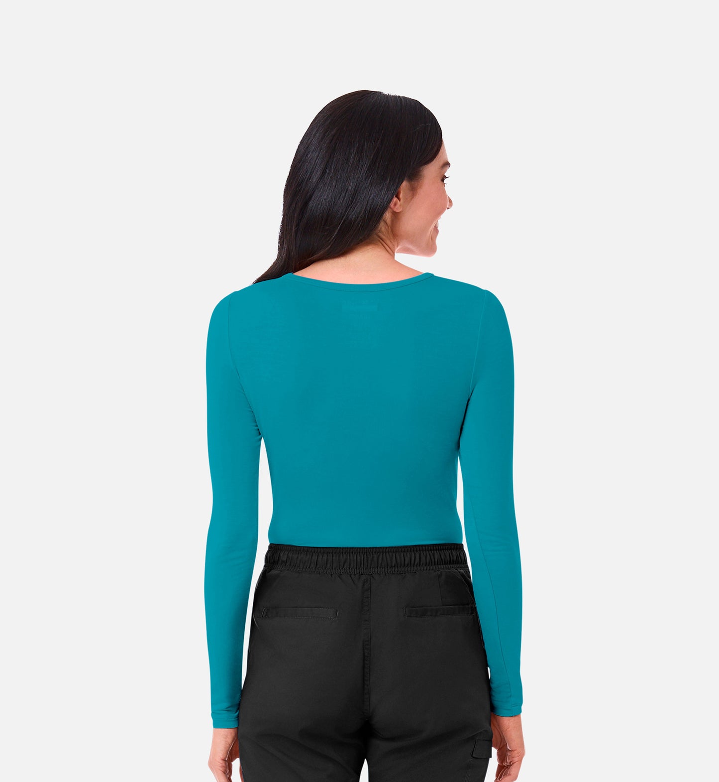 Knit 6709 Coolmax Long Sleeve Under Scrub Tee Teal Blue