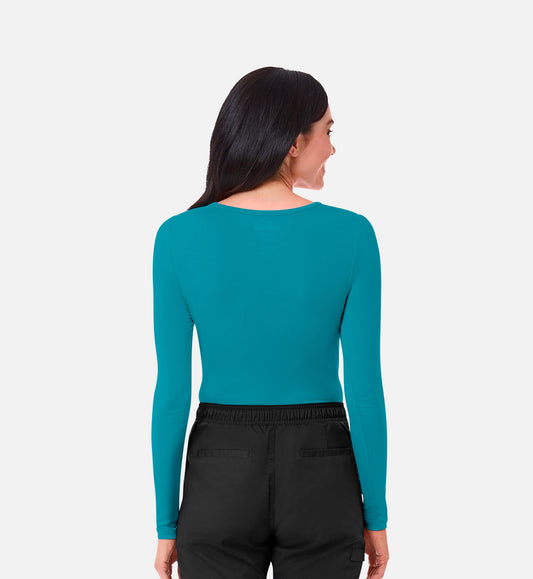 Knit 6709 Coolmax Long Sleeve Under Scrub Tee Teal Blue