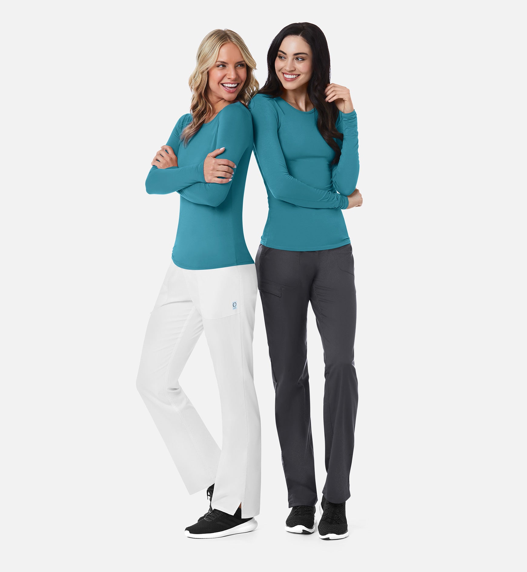 Knit 6709 Coolmax Long Sleeve Under Scrub Tee Teal Blue