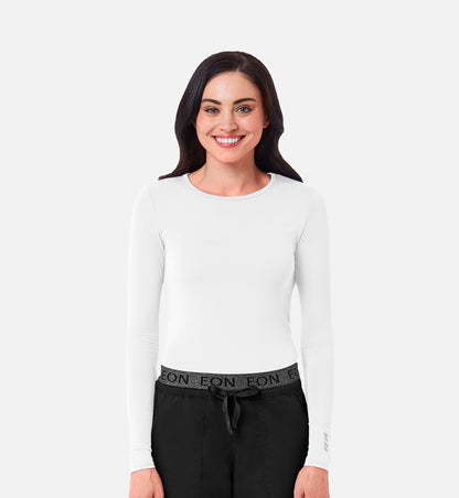 Knit 6709 Coolmax Long Sleeve Under Scrub Tee White