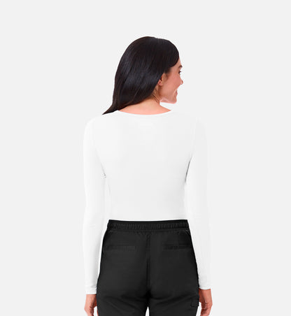 Knit 6709 Coolmax Long Sleeve Under Scrub Tee White