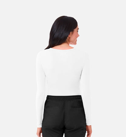 Knit 6709 Coolmax Long Sleeve Under Scrub Tee White