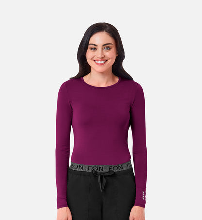 Knit 6709 Coolmax Long Sleeve Under Scrub Tee Wine