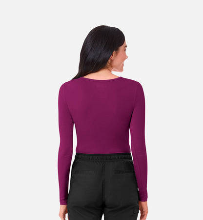 Knit 6709 Coolmax Long Sleeve Under Scrub Tee Wine
