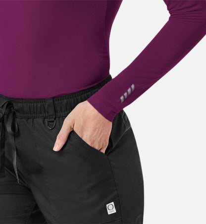 Knit 6709 Coolmax Long Sleeve Under Scrub Tee Wine