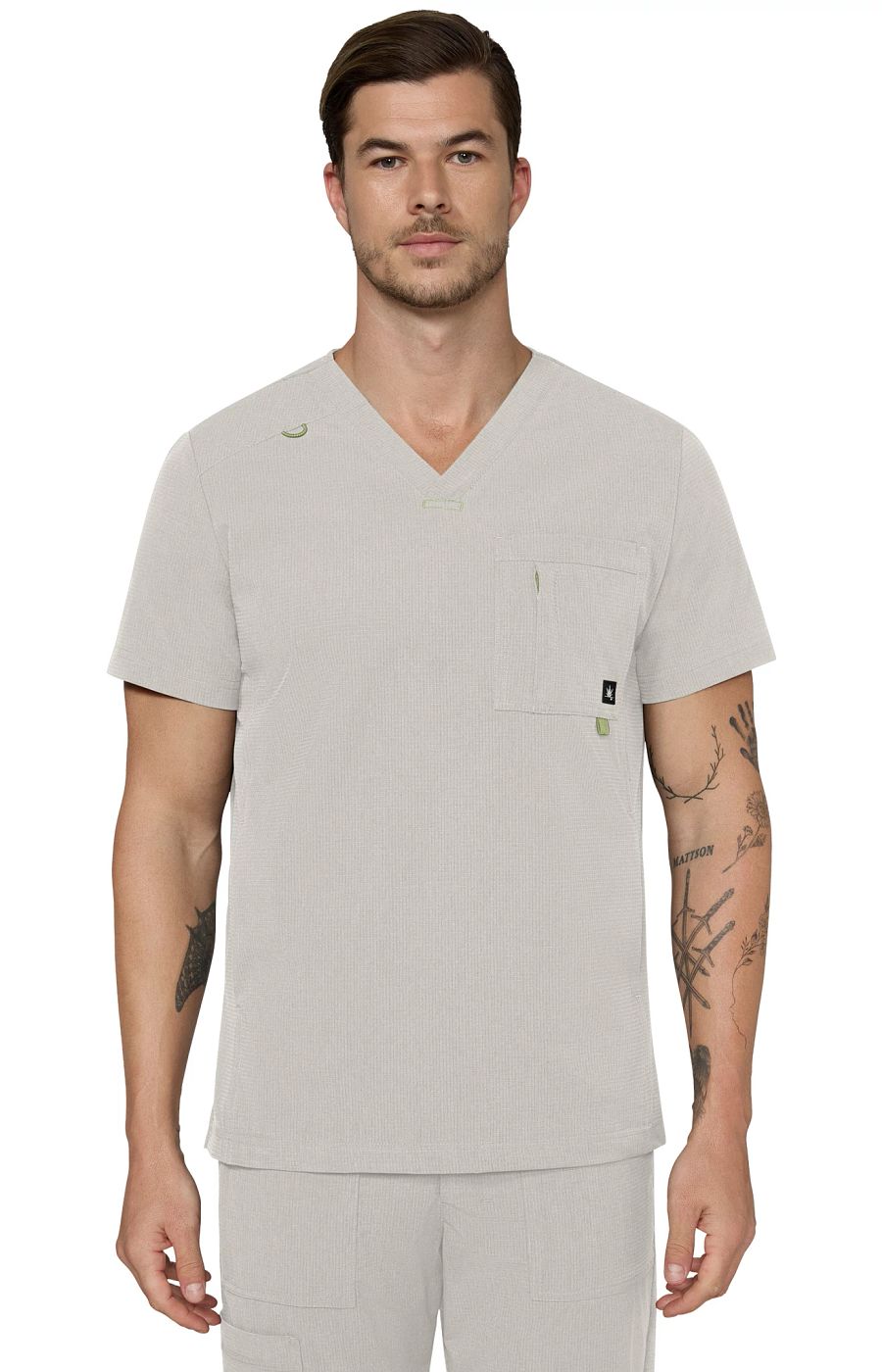 Solis x koi Caldwell Men's 4-Pocket Scrub Top Bone