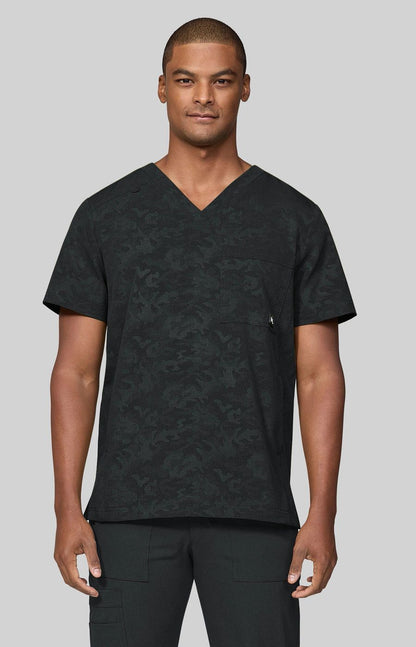 Solis x koi Caldwell Men's 4-Pocket Camo Scrub Top Camo Black