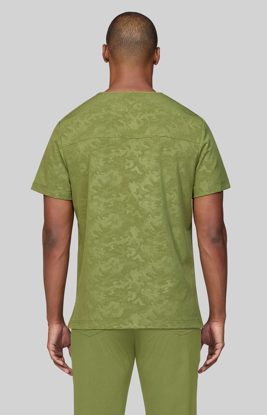 Solis x koi Caldwell Men's 4-Pocket Camo Scrub Top Camo Martini Olive