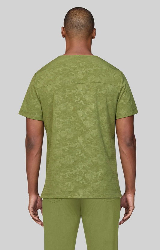 Solis x koi Caldwell Men's 4-Pocket Camo Scrub Top Camo Martini Olive