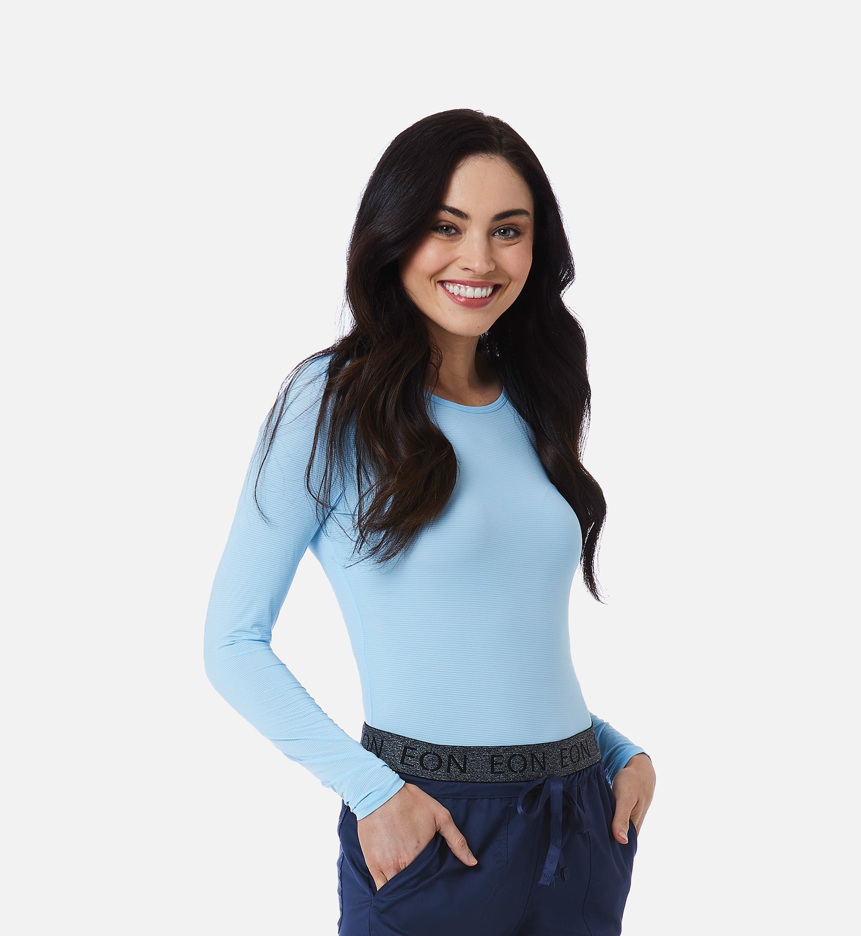 Knit 6809 Ladies Long Sleeve Under Scrub Tee Sky Blue