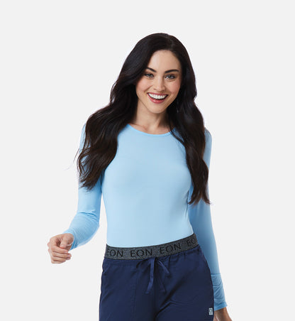 Knit 6809 Ladies Long Sleeve Under Scrub Tee Sky Blue