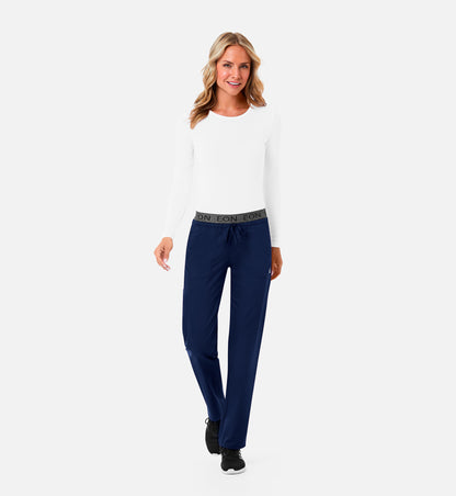 Knit 6809 Ladies Long Sleeve Under Scrub Tee White