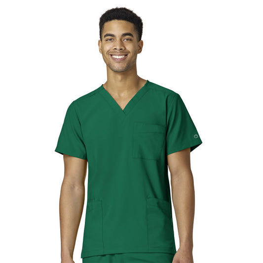 W123 6855 Unisex 4 Pocket Utility Scrub Top Hunter Model Image Front | Wink