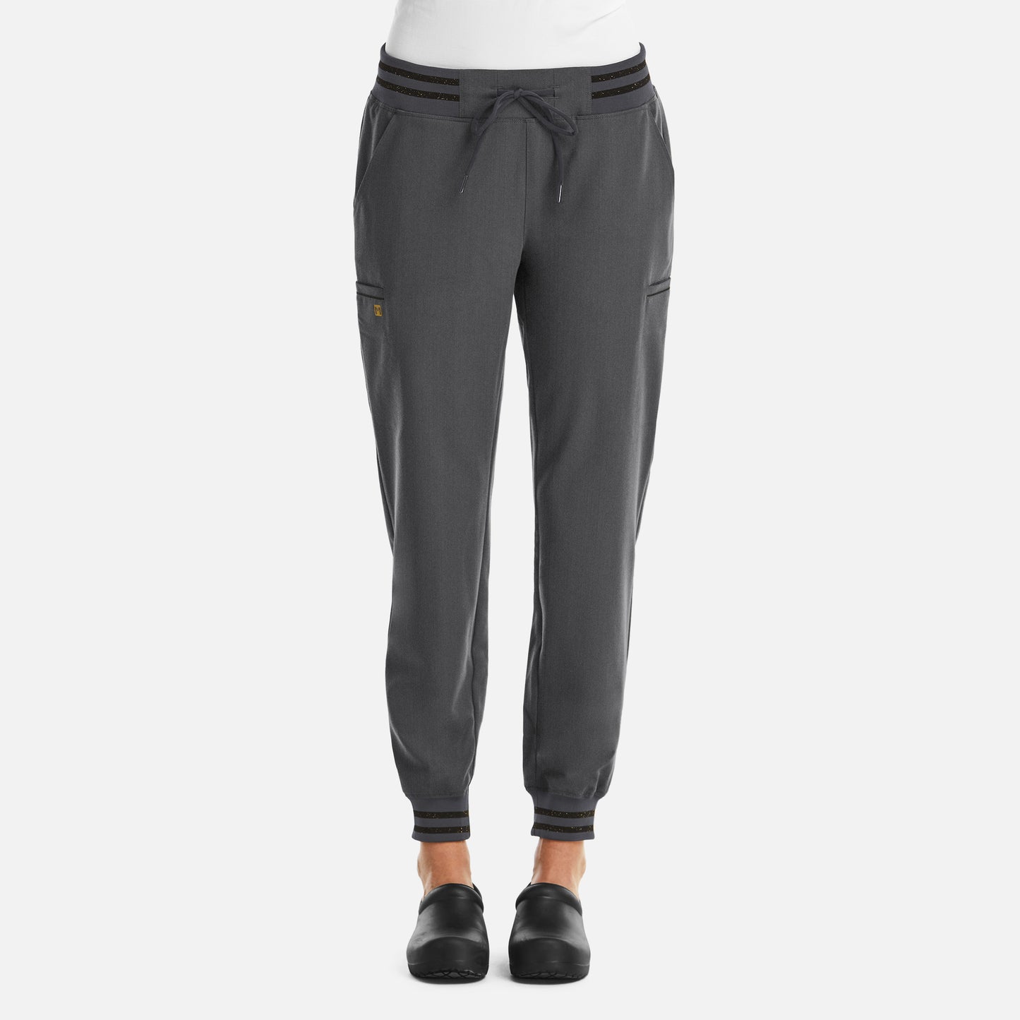 Matrix Pro 6902 Women’s Full Waist Jogger with Metallic Detail Heather Grey