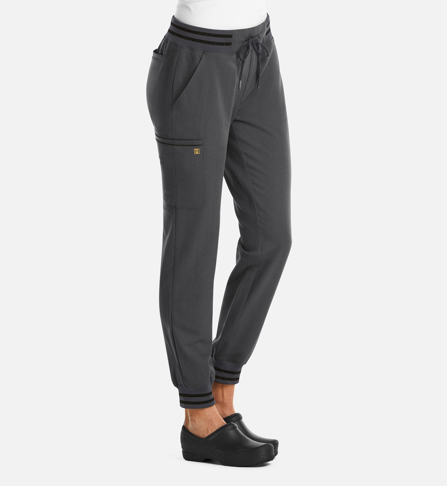 Matrix Pro 6902 Women’s Full Waist Jogger with Metallic Detail Heather Grey