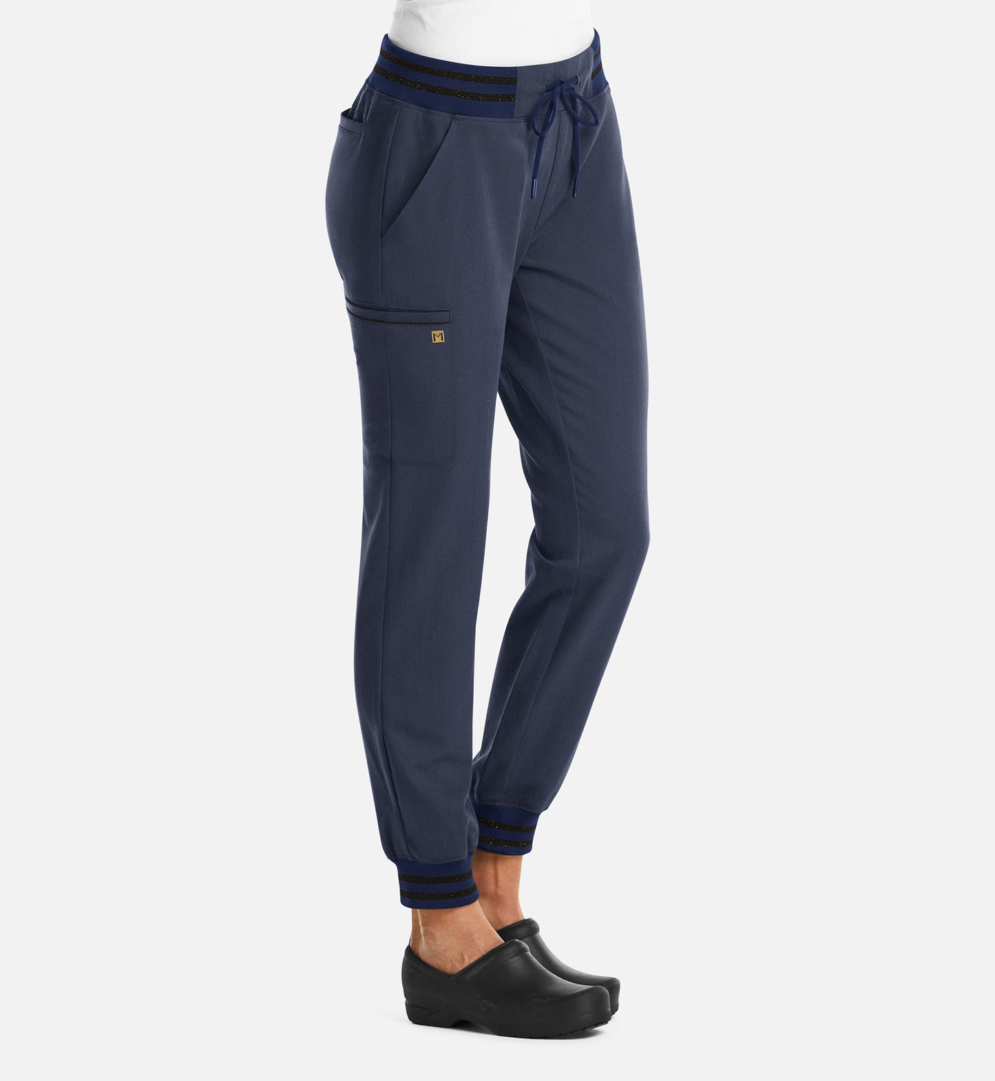 Matrix Pro 6902 Women’s Full Waist Jogger with Metallic Detail Heather Navy