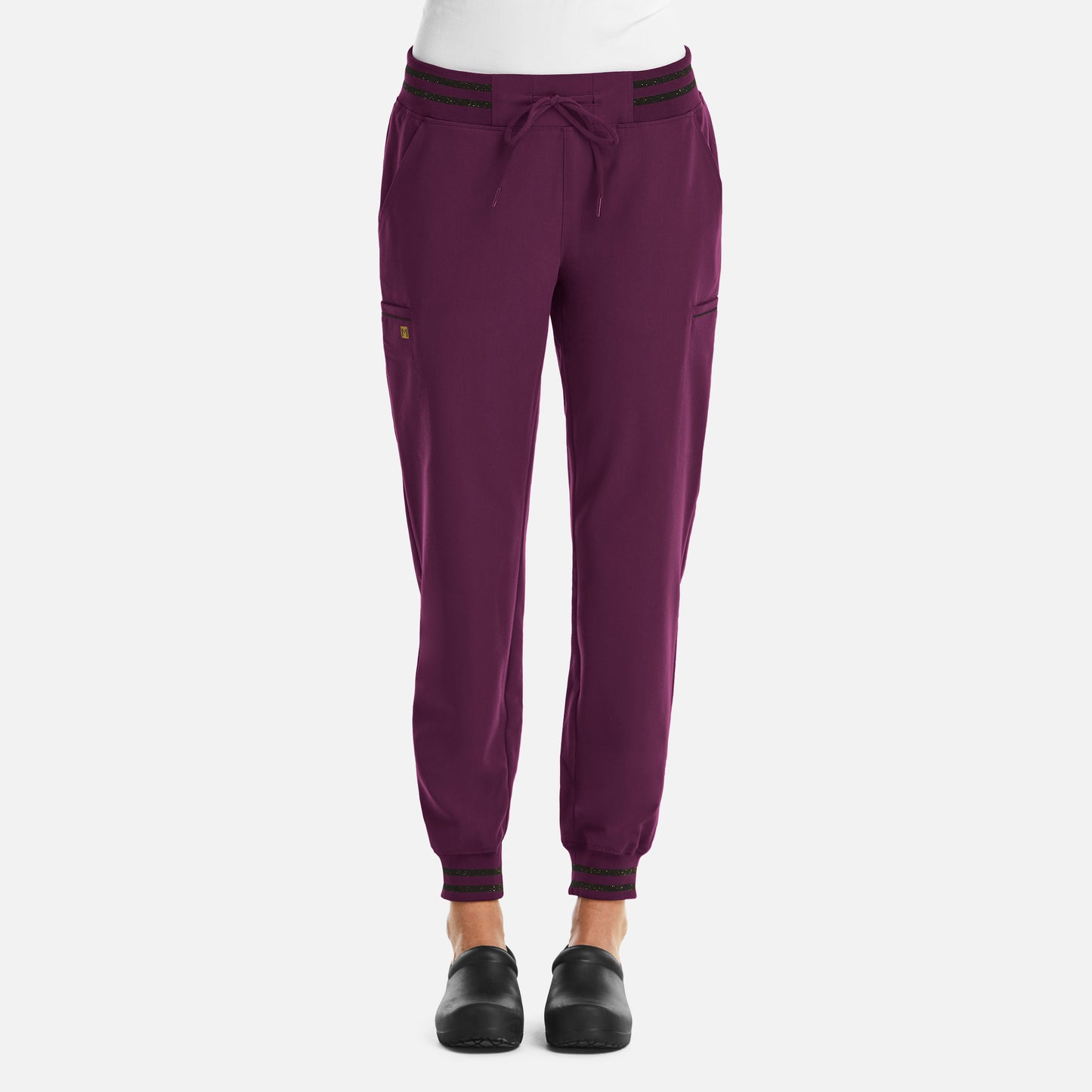 Matrix Pro 6902 Women’s Full Waist Jogger with Metallic Detail Wine