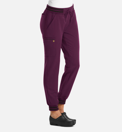 Matrix Pro 6902 Women’s Full Waist Jogger with Metallic Detail Wine