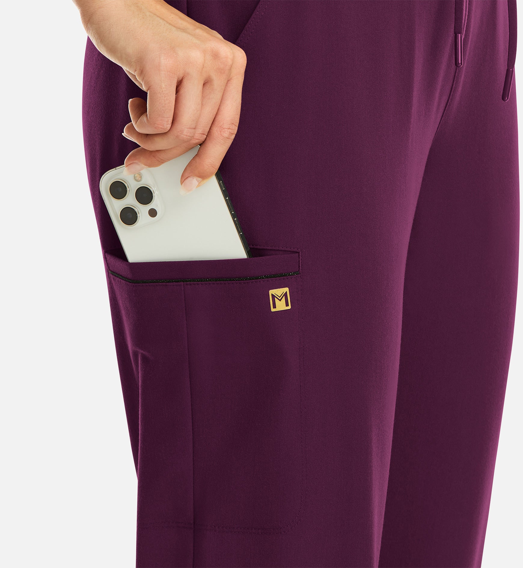 Matrix Pro 6902 Women’s Full Waist Jogger with Metallic Detail Wine