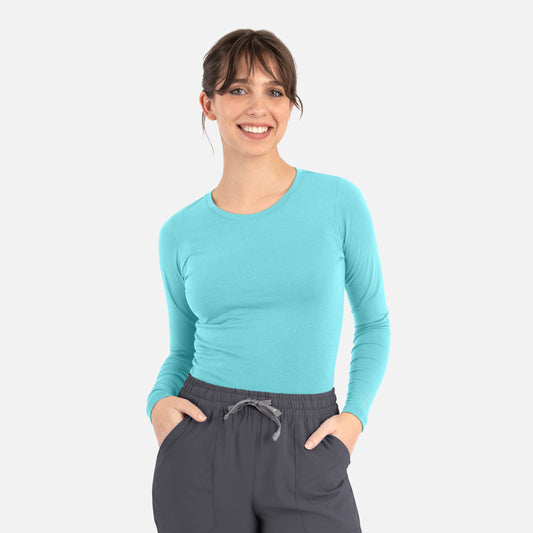 BESTEE 6909 Women’s Basic Long Sleeve Underscrub Tee Aquamarine