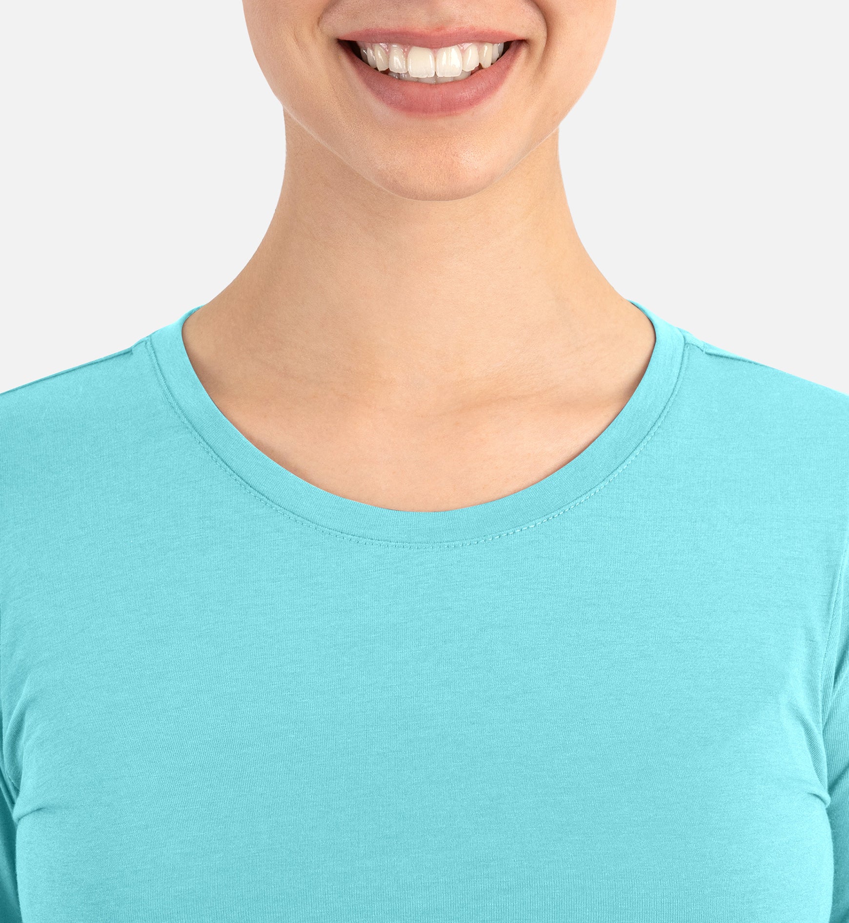 BESTEE 6909 Women’s Basic Long Sleeve Underscrub Tee Aquamarine