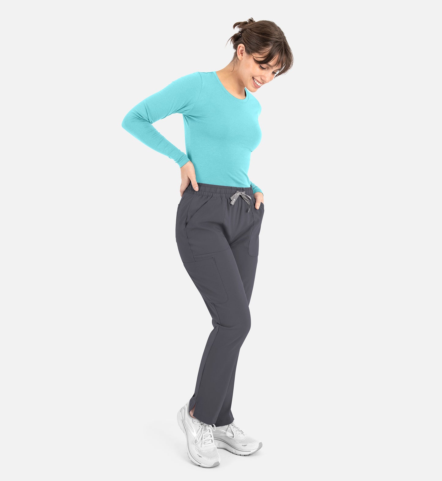 Bestee 6909 Women's Basic Long Sleeve Underscrub Tee Aquamarine