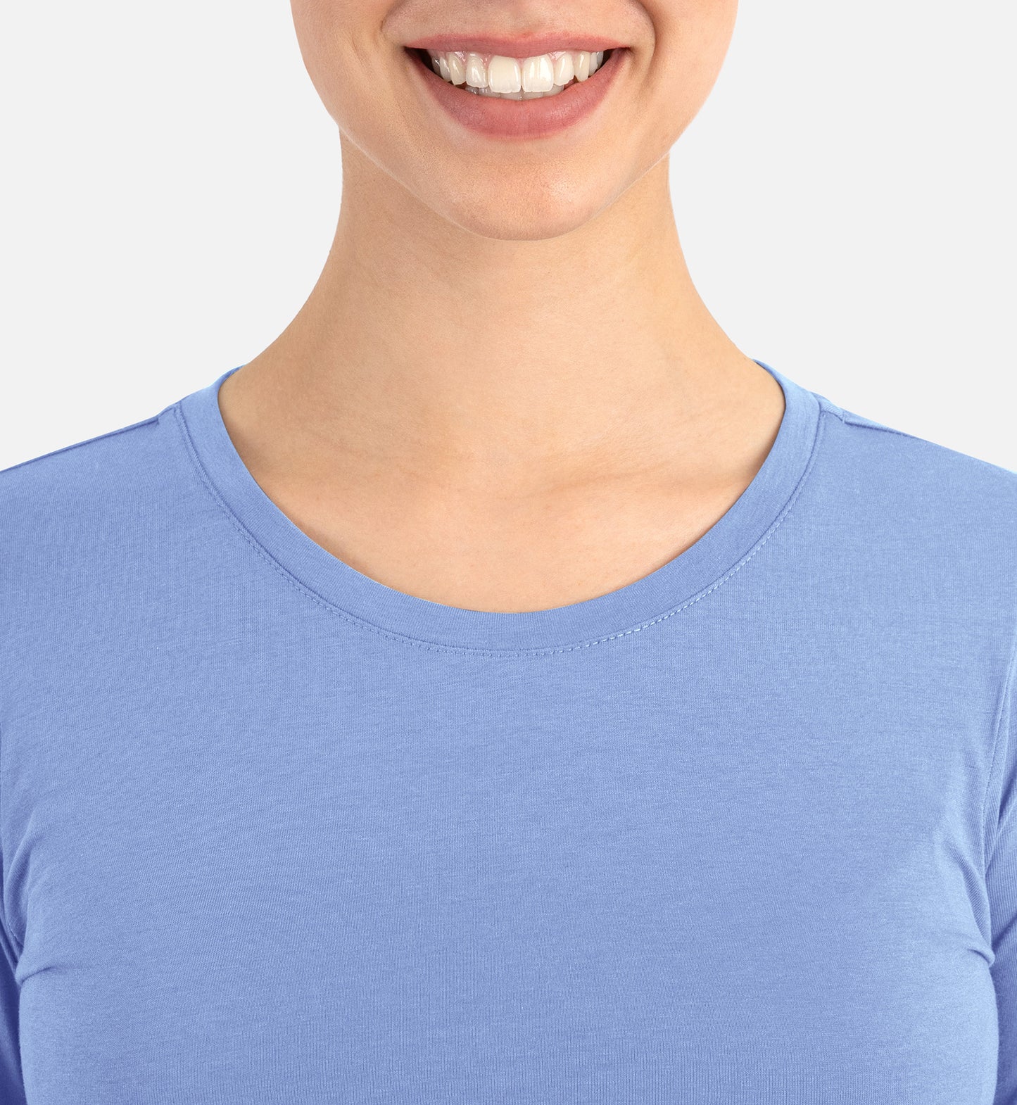 BESTEE 6909 Women’s Basic Long Sleeve Underscrub Tee Ceil Blue