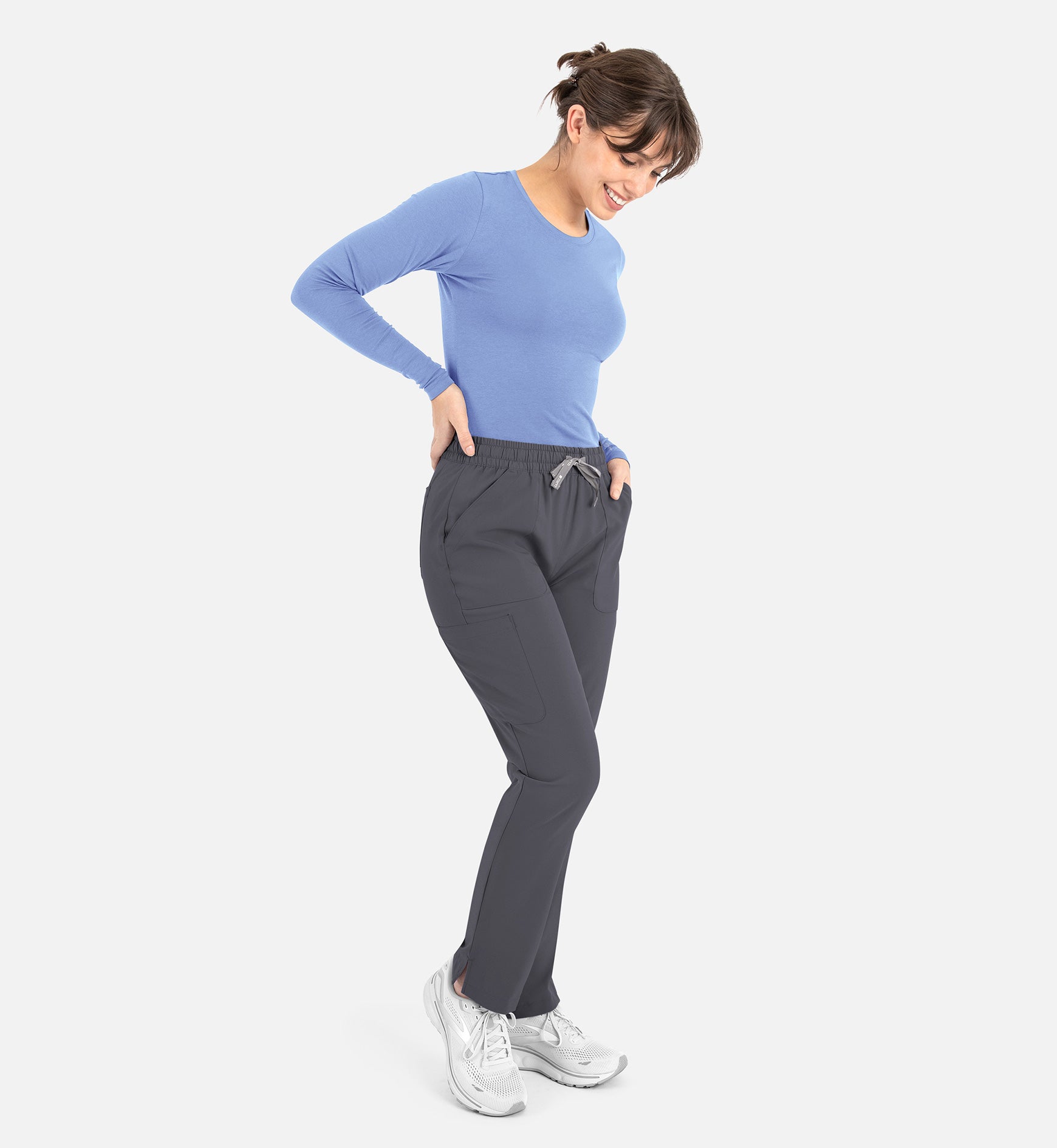 Bestee 6909 Women's Basic Long Sleeve Underscrub Tee Ceil Blue