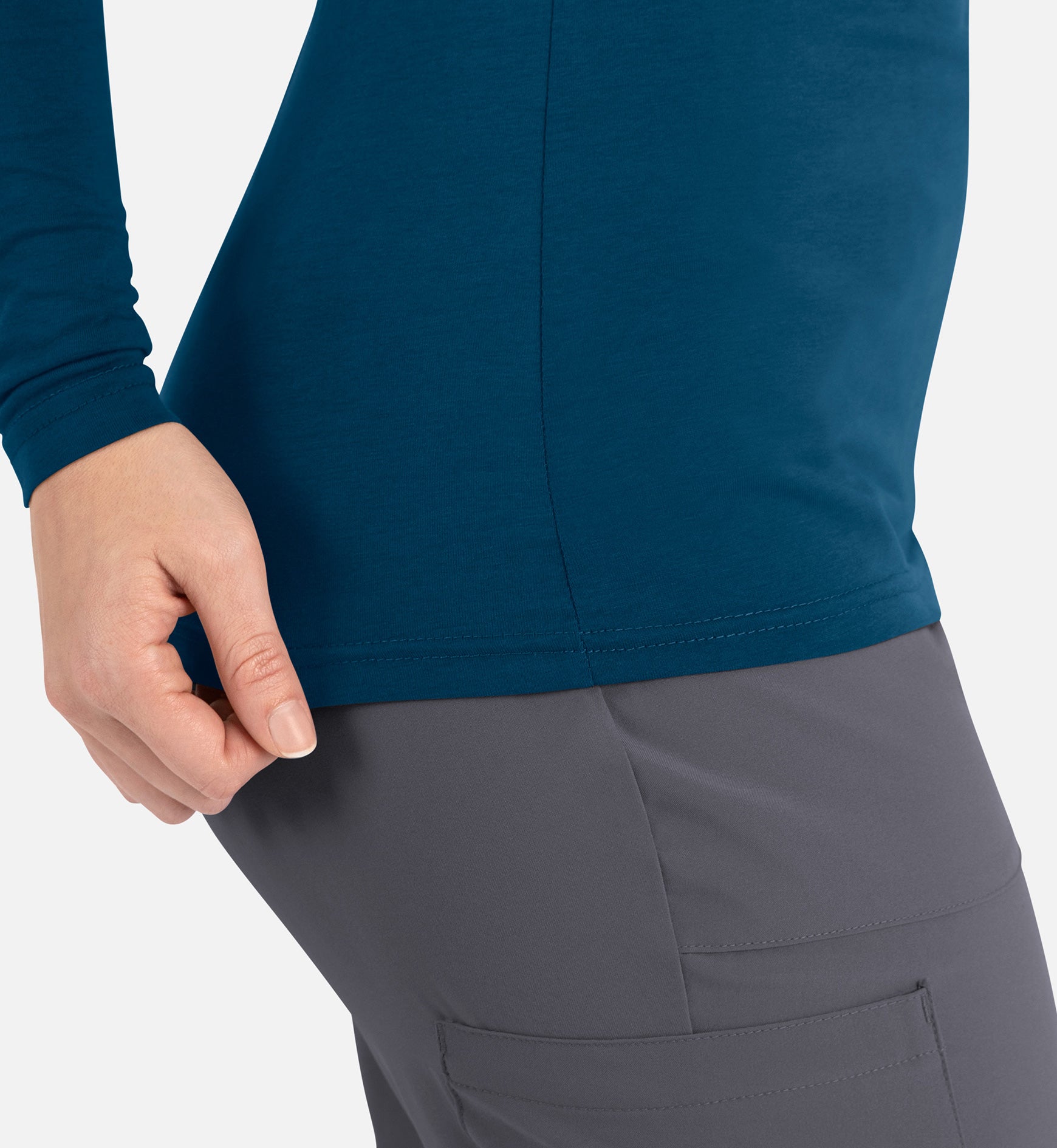 Bestee 6909 Women's Basic Long Sleeve Underscrub Tee Caribbean Blue