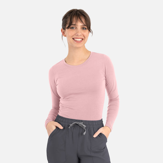 BESTEE 6909 Women’s Basic Long Sleeve Underscrub Tee Light Mauve