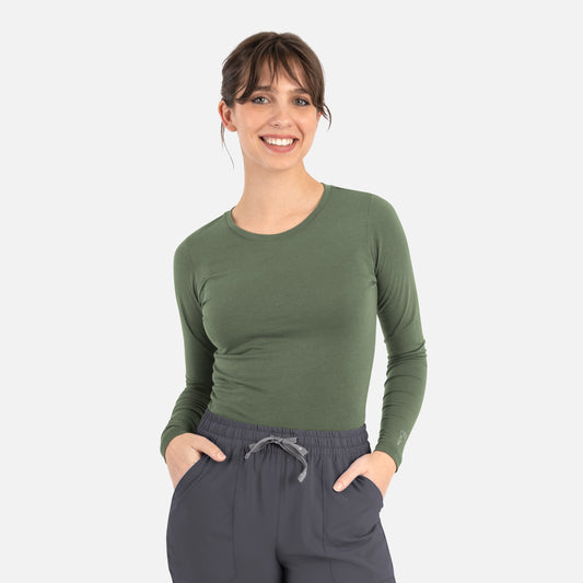 BESTEE 6909 Women’s Basic Long Sleeve Underscrub Tee Olive