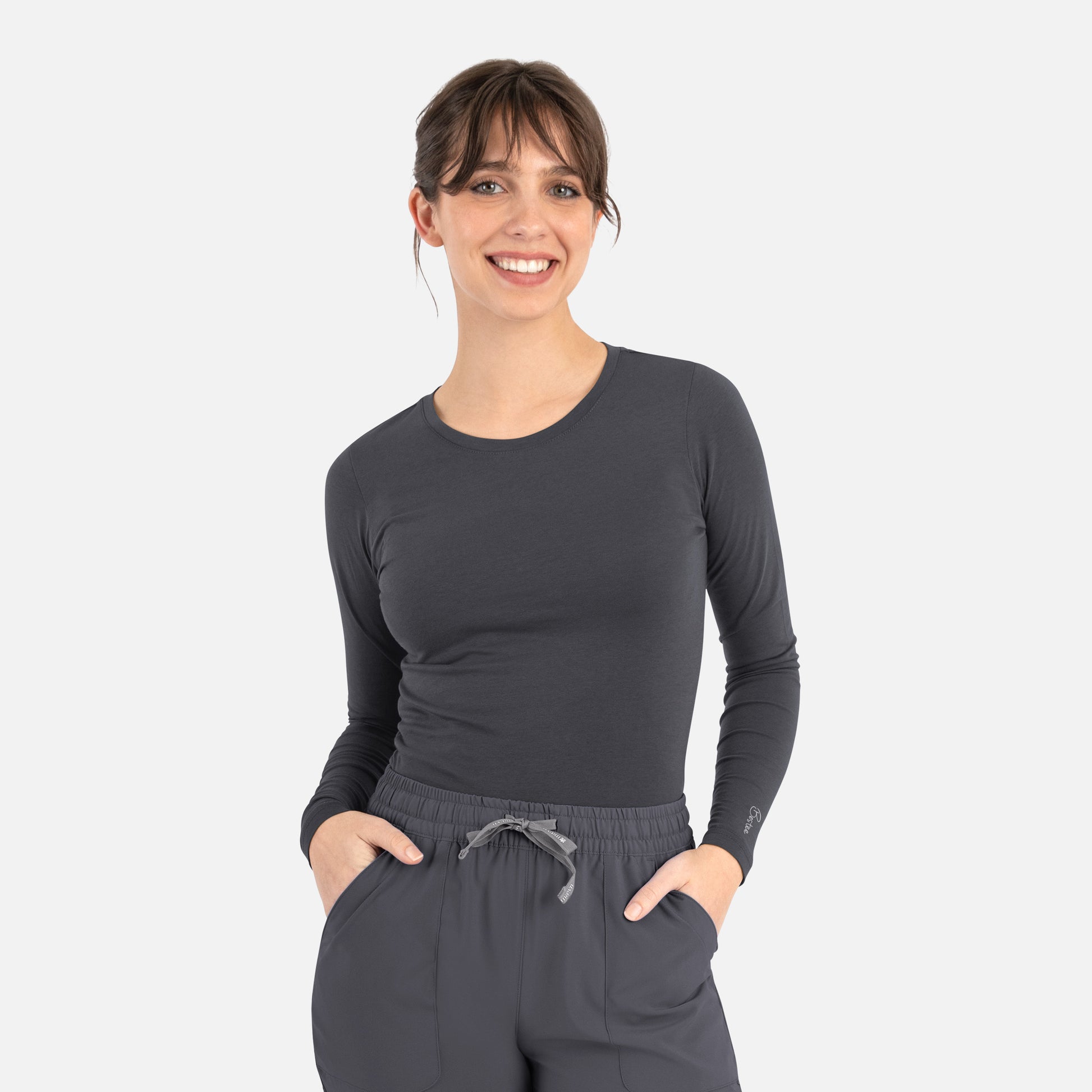 BESTEE 6909 Women’s Basic Long Sleeve Underscrub Tee Pewter