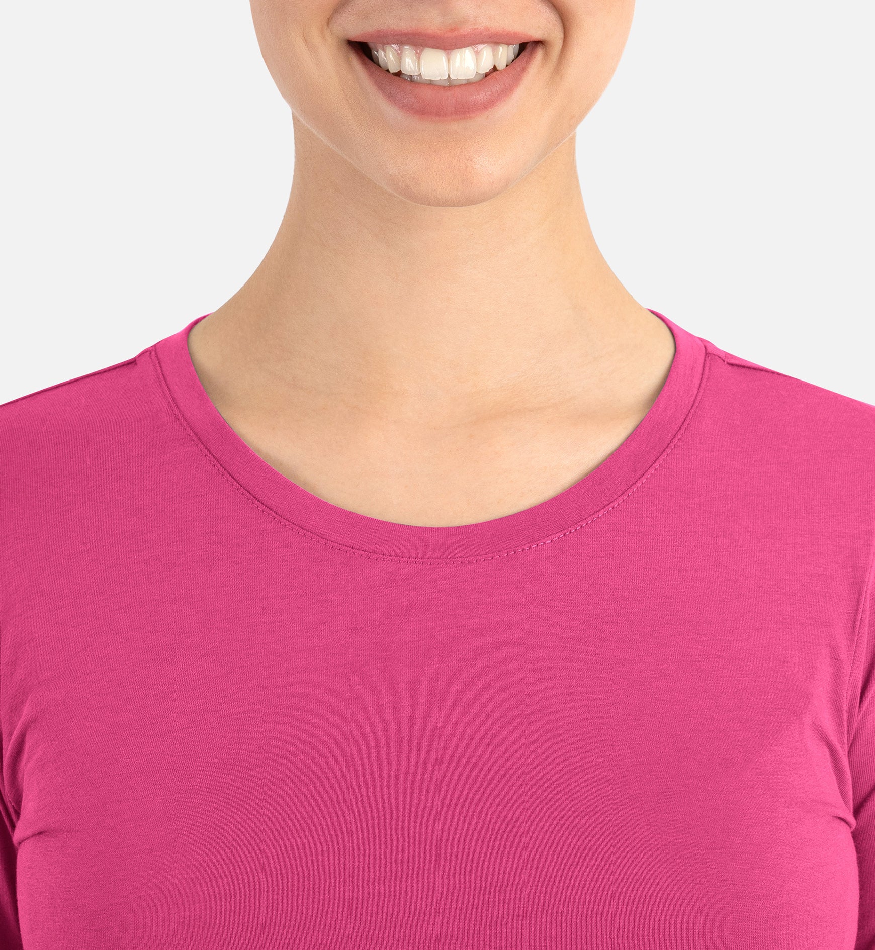 BESTEE 6909 Women’s Basic Long Sleeve Underscrub Tee Pink Peacock