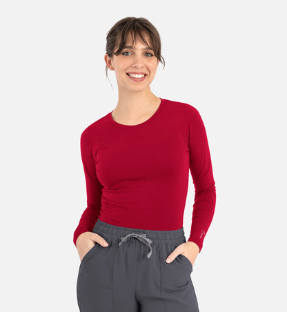 Bestee 6909 Women's Basic Long Sleeve Underscrub Tee Red