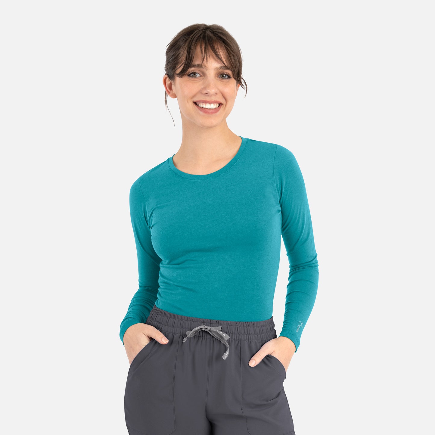 BESTEE 6909 Women’s Basic Long Sleeve Underscrub Tee Real Teal