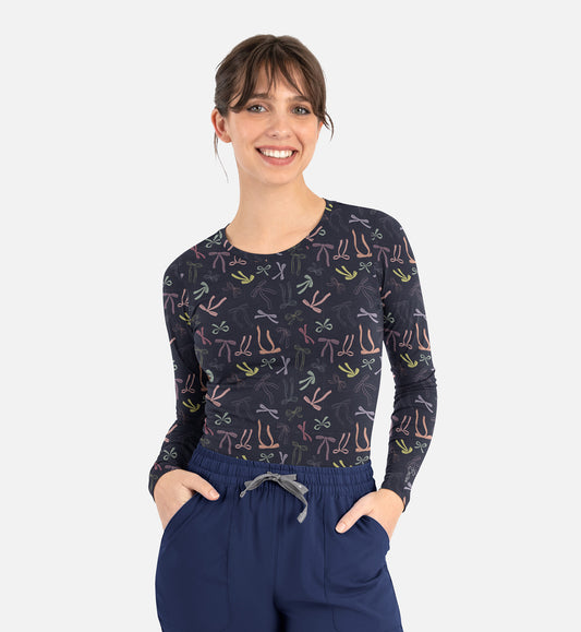 BESTEE 6909 Women’s Basic Long Sleeve Underscrub Tee Simply Bow-tiful