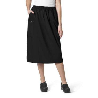 WonderWORK 701 Pull On Cargo Skirt Black Model Image Front | Wink