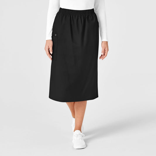 WonderWORK 701 Pull On Cargo Skirt Black Model Image Front | Wink