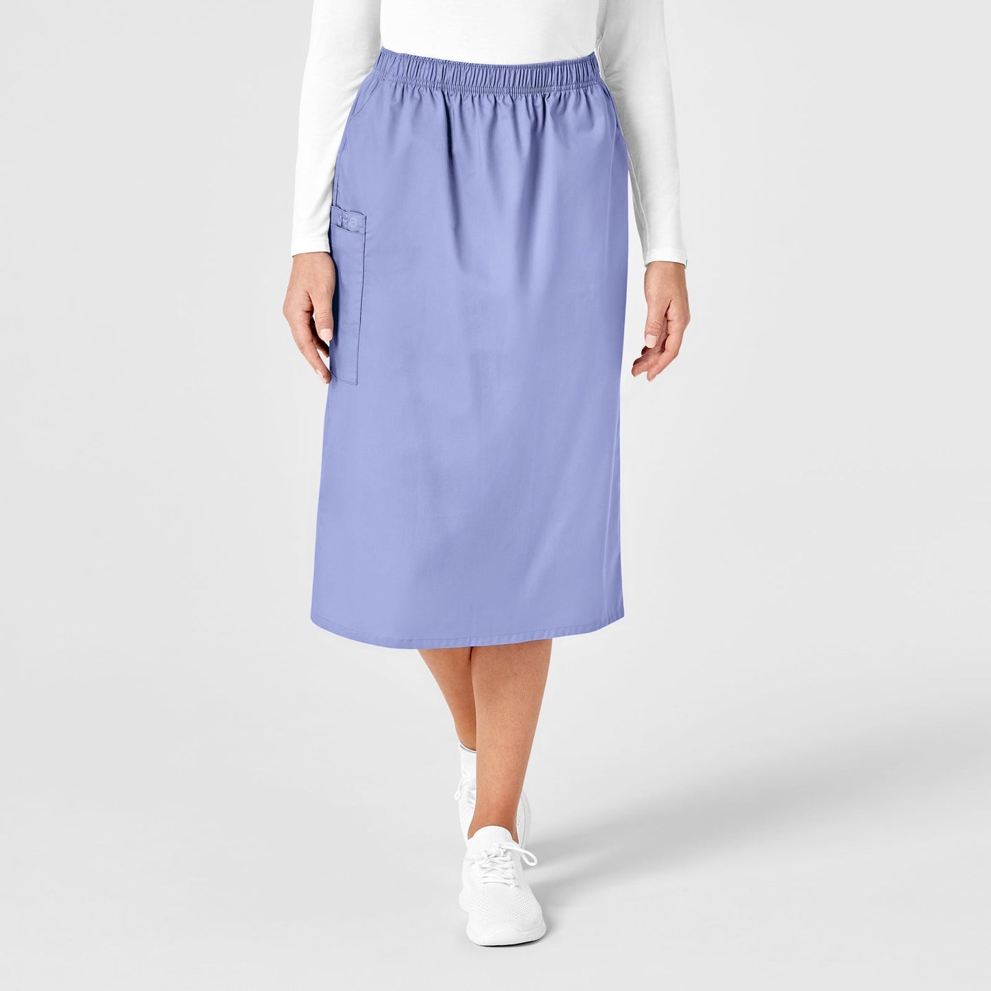 WonderWORK 701 Pull On Cargo Skirt Ceil Blue Model Image Front | Wink